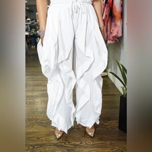 WHITE Ruffled Pants